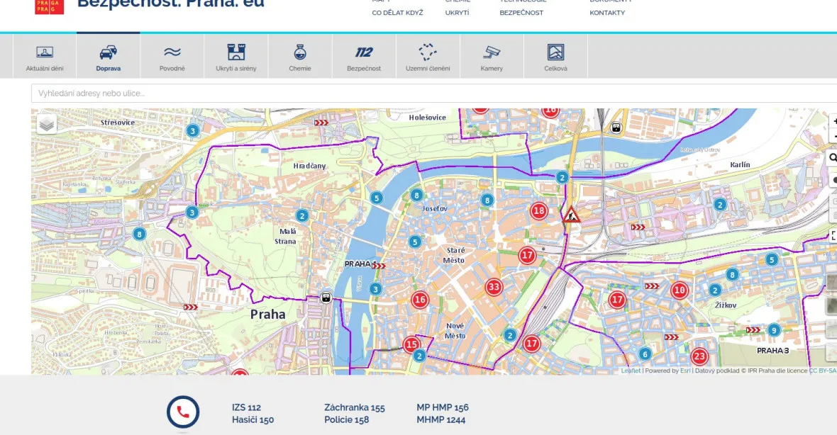Doprava, požáry, kamery... Praha spustila informační web o bezpečnosti