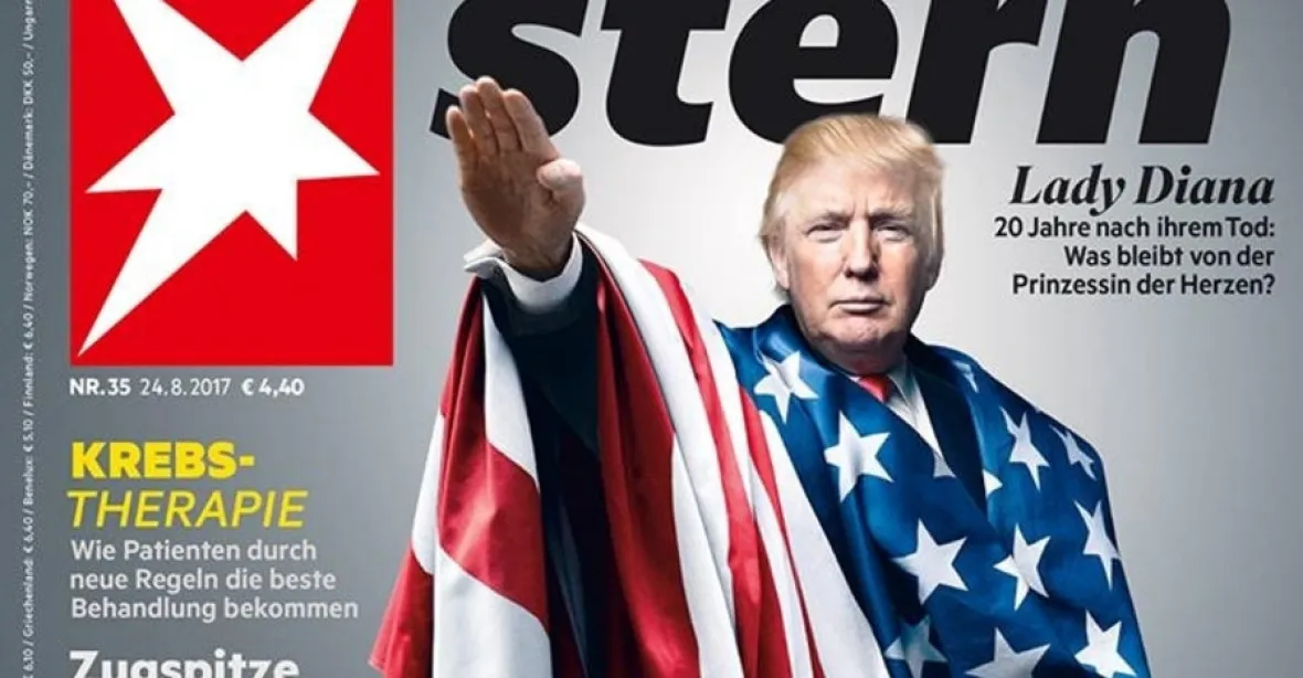 Hajlující Trump v americké vlajce? Aktuální obálka prestižního magazínu Stern