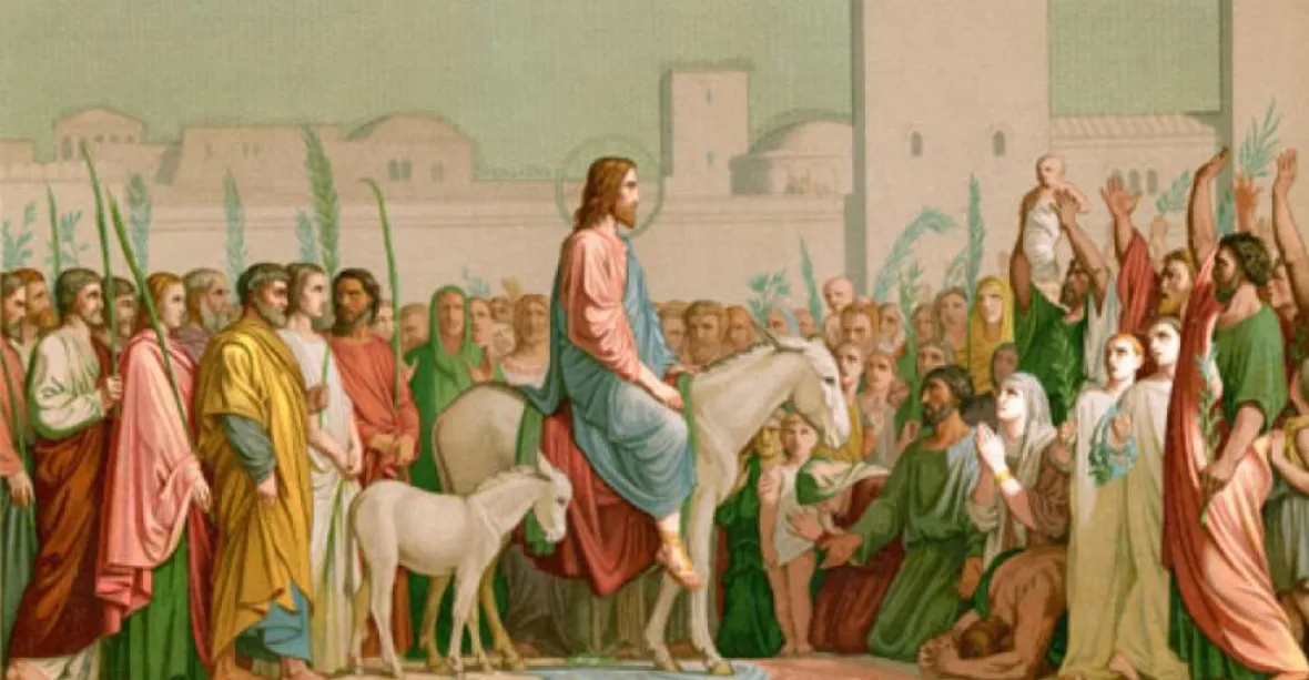Ježíš vjel do Jeruzaléma. Je Květná neděle, končí půst a začíná týden před Velikonocemi