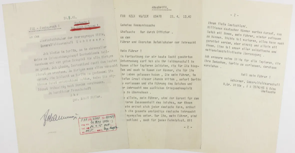 Do dražby jde poslední Hitlerův dopis. „Sebevražedný vzkaz“ by mohl stát téměř 2 miliony Kč