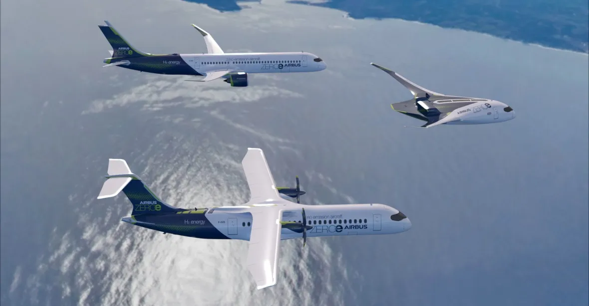 Airbus představil tři koncepty nových letadel na vodík. Mají produkovat nulové emise